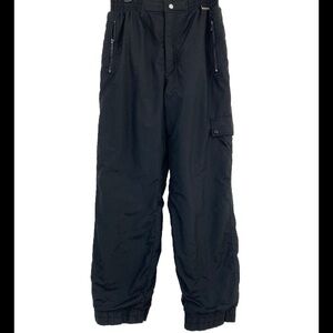 Edelweiss Black Snow Ski Pants Size 34 Elastic Waist Zip Cargo Pockets